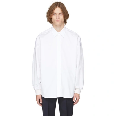 Shop Alexander Mcqueen White Poplin Dropped Shoulder Shirt In 9000 White