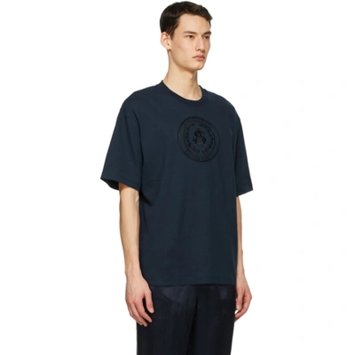 Shop Acne Studios Navy Embroidered T-shirt