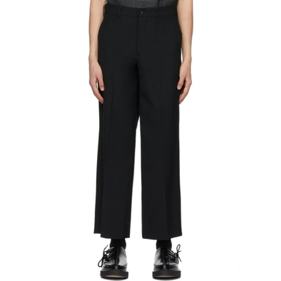 Shop Comme Des Garçons Homme Deux Black Wool Wide-leg Trousers In 1 Black