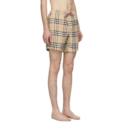 Shop Burberry Beige Check Martin Swim Shorts In Light Almond Ip Chk