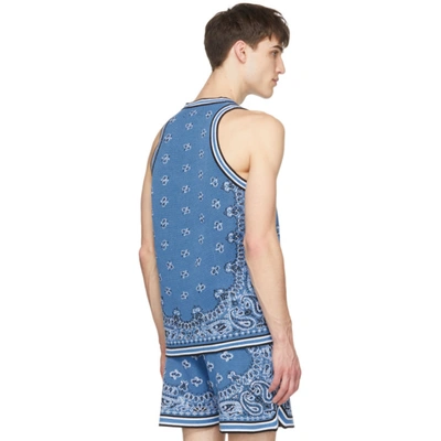 Shop Amiri Blue Bandana B-ball Tank Top In Carolina Blue