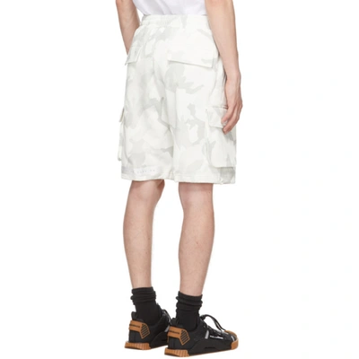 Shop Dolce & Gabbana White & Grey Camo Bermuda Shorts In S9000 Combined Var