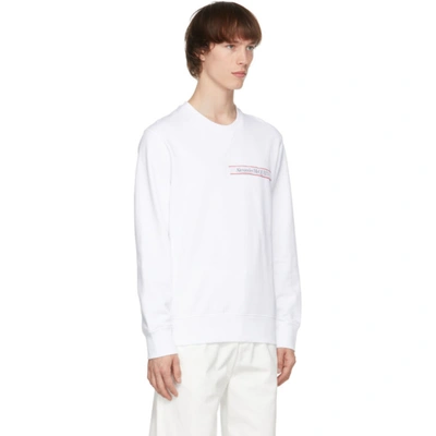 Shop Alexander Mcqueen White Selvedge Logo Tape Sweatshirt In 0910 White/mix