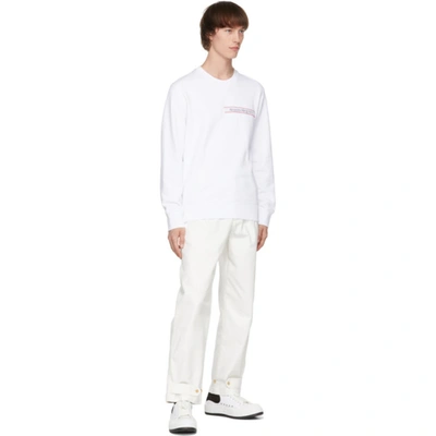 Shop Alexander Mcqueen White Selvedge Logo Tape Sweatshirt In 0910 White/mix