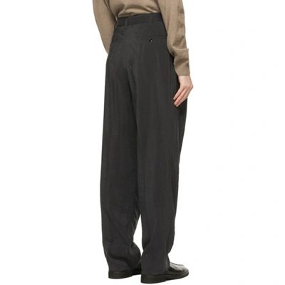 Shop Lemaire Grey Silk Loose Trousers In 996 Coal