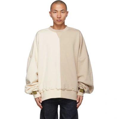 A. A. SPECTRUM OFF-WHITE AND BEIGE COLLAGE SWEATSHIRT