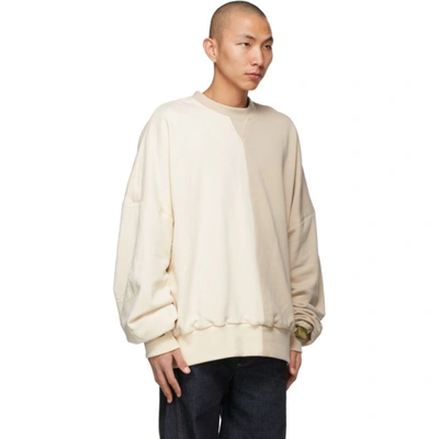 A. A. SPECTRUM OFF-WHITE AND BEIGE COLLAGE SWEATSHIRT