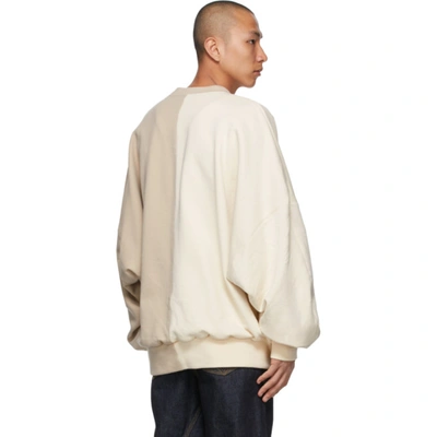 A. A. SPECTRUM OFF-WHITE AND BEIGE COLLAGE SWEATSHIRT