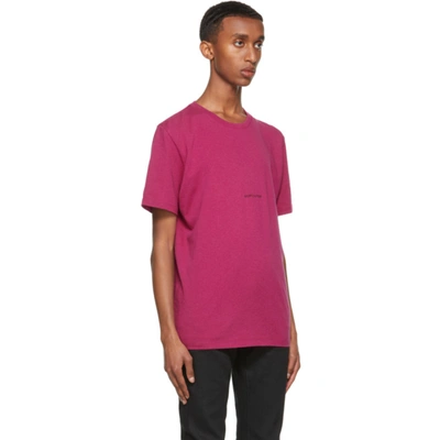 Shop Saint Laurent Pink Rive Gauche Logo T-shirt In Fuchsia/noir