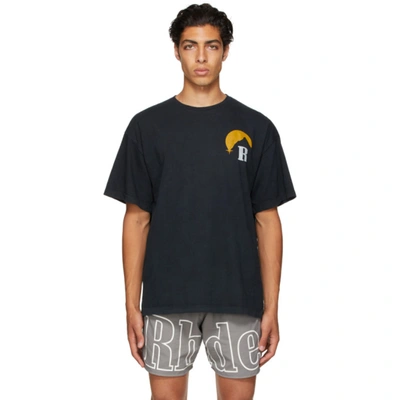 Shop Rhude Black Moonlight T-shirt In Black0372