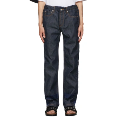 Shop A.p.c. Indigo & Navy Sacai Edition Haru Jeans In Iak Darknav