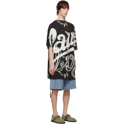 Shop Loewe Black Paula's Ibiza Draped T-shirt In 1489 Black/multicolo