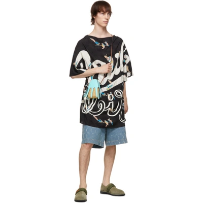 Shop Loewe Black Paula's Ibiza Draped T-shirt In 1489 Black/multicolo