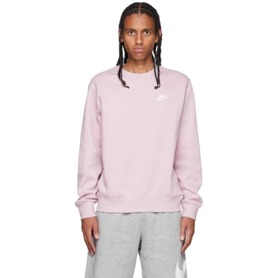 Shop Nike Pink Sportswear Club Sweatshirt In Iced Lilac/white