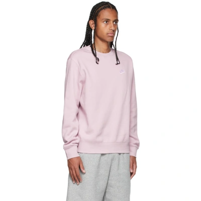 Shop Nike Pink Sportswear Club Sweatshirt In Iced Lilac/white