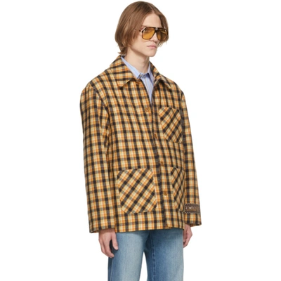 Shop Gucci Multicolor Wool Check Jacket In 7088 Yellow/blue/mc