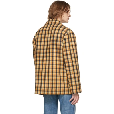 Shop Gucci Multicolor Wool Check Jacket In 7088 Yellow/blue/mc