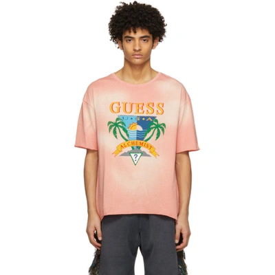 Shop Alchemist Pink Guess Edition Logo T-shirt In Burnt Coral