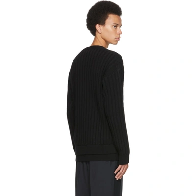 Shop Valentino Black Knit Logo Cardigan In 0na Nero/avorio