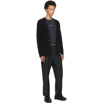 Shop Valentino Black Knit Logo Cardigan In 0na Nero/avorio