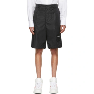 Shop Valentino Black Nylon Garden Bermuda Shorts In 0ni Nero/bianco