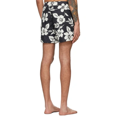 Shop Tom Ford Black Nylon Floral Swim Shorts In 101 Blwht