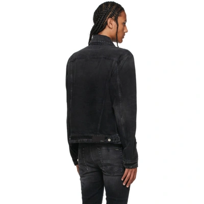 Shop Amiri Black Denim Double Slanted Jacket In Aged Black