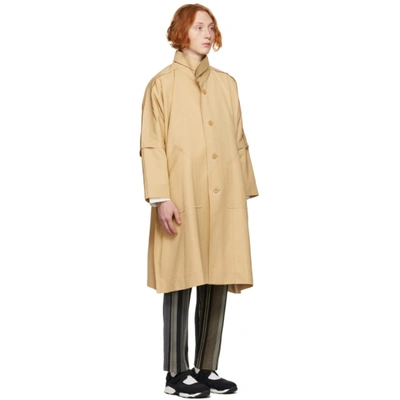Shop Issey Miyake Khaki Press Coat In 42-beige/soil Brown
