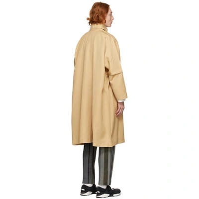 Shop Issey Miyake Khaki Press Coat In 42-beige/soil Brown