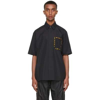 Shop Fendi Black Poplin Short Sleeve Shirt In F0qa1 Black