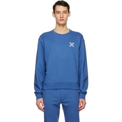 Shop Kenzo Blue Sport 'little X' Sweatshirt In 70 - Cobalt