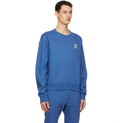 Shop Kenzo Blue Sport 'little X' Sweatshirt In 70 - Cobalt