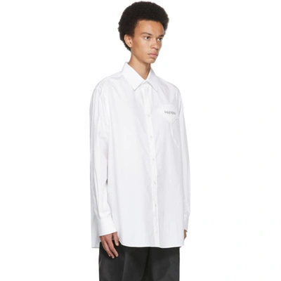 Shop Valentino White & Black Garden Shirt In A01 Bianco/nero