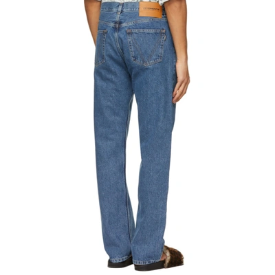 Shop Vetements Blue Crystal Logo Straight Jeans In Blue 14620082