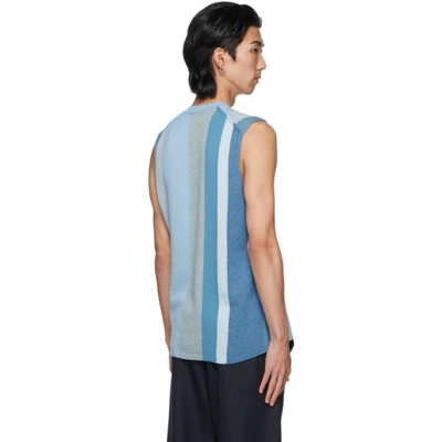 Shop Comme Des Garçons Shirt Blue Knit Stripe Vest In 1 Blue