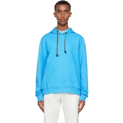 Shop Fendi Blue Ff Fish-eye Hoodie In F1do8 Paleb