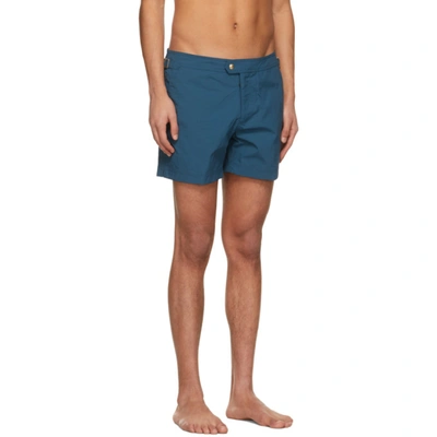 Shop Tom Ford Blue Nylon Swim Shorts In B07 Marine