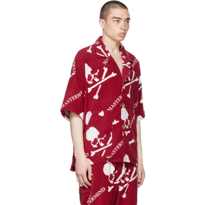 Shop Mastermind Japan Red Terrycloth Logo Short Sleeve Shirt