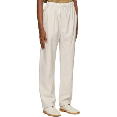 Shop Lemaire Beige Elasticated Trousers In 911 Lt Pelican Grey