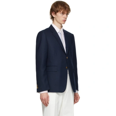 Shop Thom Browne Navy Classic Sport Coat Blazer In 415 Navy