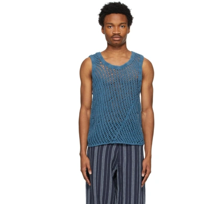 Shop Nicholas Daley Blue Knit Garment-dyed Vest In Navy