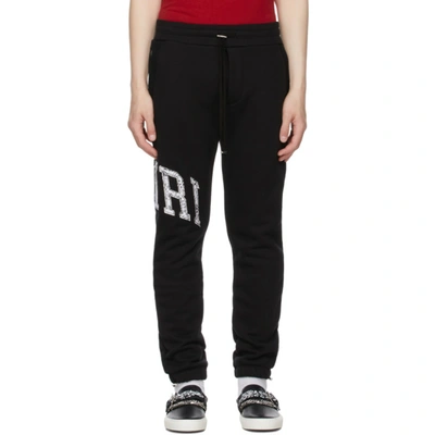 Shop Amiri Black Logo Varsity Lounge Pants