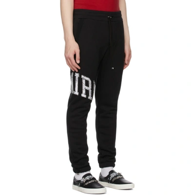 Shop Amiri Black Logo Varsity Lounge Pants