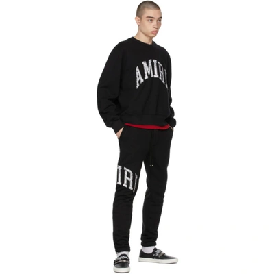 Shop Amiri Black Logo Varsity Lounge Pants