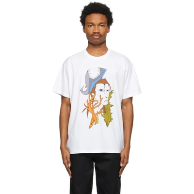 Shop Burberry White Marine Sketch T-shirt