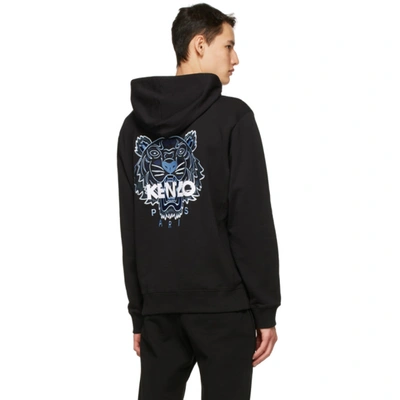 Shop Kenzo Black Classic Tiger Zip Hoodie In 99 - Black