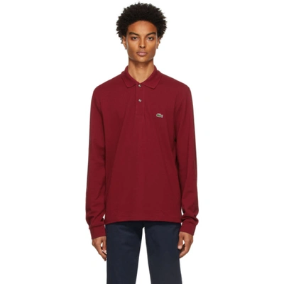 Shop Lacoste Red Classic Piqué Long Sleeve Polo In 476 Bordeau