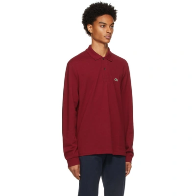 Shop Lacoste Red Classic Piqué Long Sleeve Polo In 476 Bordeau