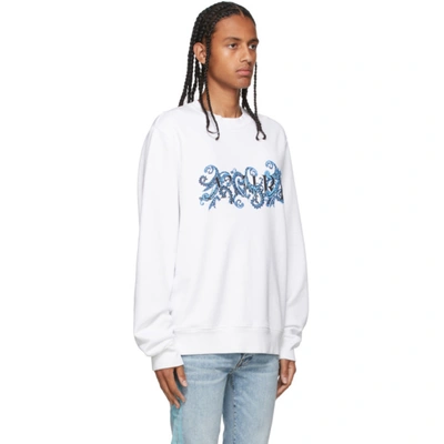 Shop Amiri White & Blue Paisley All Over Sweatshirt In White / Blue