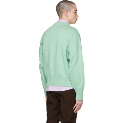 Shop Ami Alexandre Mattiussi Ssense Exclusive Green Oversize Ami De Cœur Sweater In Green Aqua